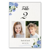 子供時代の写真 テーブルナンバー 結婚式 青 花 (正面)