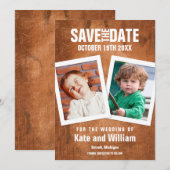 子供時代の写真 ヴィンテージウッド Save the Date セーブザデート (正面/裏面)