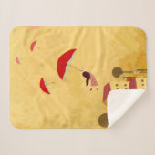 子供時代の夢を描く背景飛んでいる傘の少女 シェルパブランケット (正面(横))