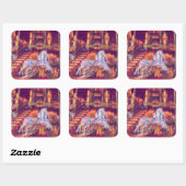 子供時代の夢 – 古い馬回転木馬 スクエアシール (シート)