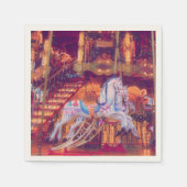 子供時代の夢 – 古い馬回転木馬 スタンダードカクテルナプキン (正面)