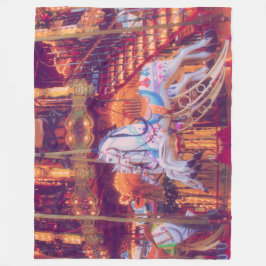 子供時代の夢 – 古い馬回転木馬 フリースブランケット