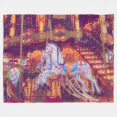 子供時代の夢 – 古い馬回転木馬 フリースブランケット (正面(横))