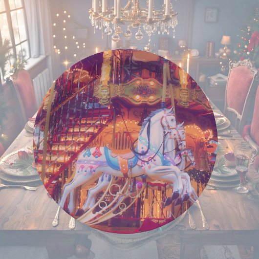 子供時代の夢 – 古い馬回転木馬 ペーパープレート