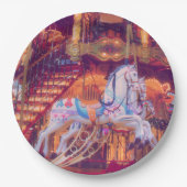 子供時代の夢 – 古い馬回転木馬 ペーパープレート (正面)