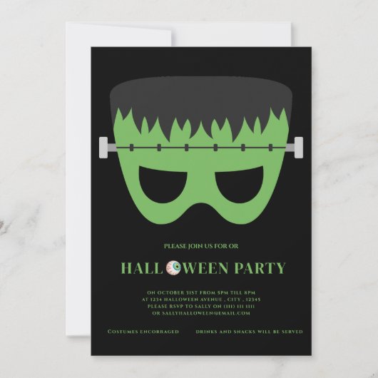 子供服フランケンシュタインハローウィンパーティ 招待状 (正面)