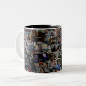 "子供歴史"の引用文のコラージュ ツートーンマグカップ (正面左)