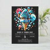 子供水モダン色ボーイアイスクリーム誕生日 招待状 (スタンド正面)