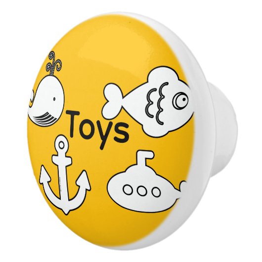 子供用おもちゃ 黄色い陶器の引き出し用取っ手 セラミックノブ (右)