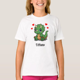 子供用かわいい恐竜Tシャツ – 名前を追加 Tシャツ