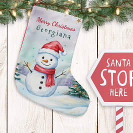 子供用のかわいい雪だるまのクリスマスパーソナライズグッズ スモールクリスマスストッキング