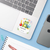 子供用のカスタマイズ可能なかわいいカエル名前ステッカー シール (ノートパソコンとiPhone)