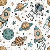 子供用のカスタムスペースタオル:惑星とロケット バスタオルセット
