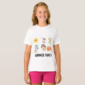 子供用のキュートなサマー・バイブスTシャツ Tシャツ (正面フル)