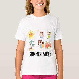 子供用のキュートなサマー・バイブスTシャツ Tシャツ