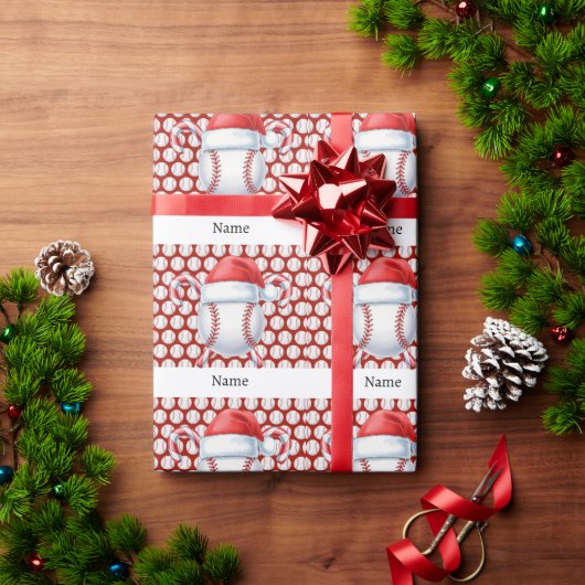 子供用のクリスマス野球ギフトに名前を入れよう  ラッピングペーパー (クリスマスギフト)