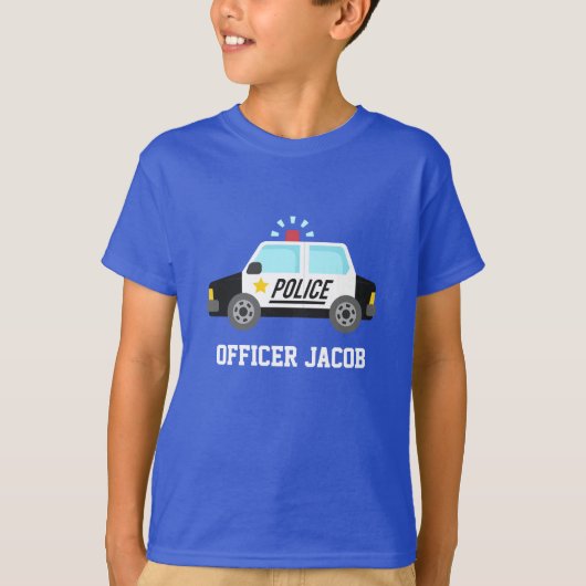 子供用のサイレン付きクラシックパトカー Tシャツ (正面)