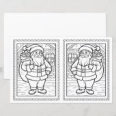 子供用のサンタのぬりえのクリスマスカードテンプレート (正面/裏面)