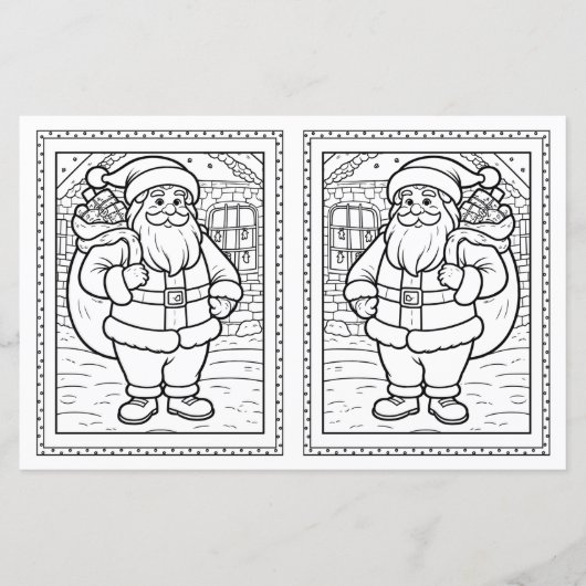 子供用のサンタのぬりえのクリスマスカードテンプレート (正面)