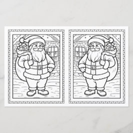 子供用のサンタのぬりえのクリスマスカードテンプレート