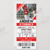 子供用の写真とカスタムベースボールバースデーパーティー 招待状 (正面)