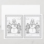子供用の塗り絵の雪だるまの紙のクリスマスカード (正面/裏面)