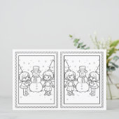 子供用の塗り絵の雪だるまの紙のクリスマスカード (スタンド正面)