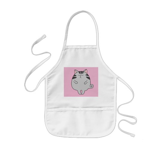 子供用の太い猫アートキッチンエプロン 子供用エプロン (正面)