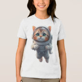 子供用の宇宙猫探検 トライブレンドＴシャツ (正面)