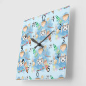 子供用の小さな男の子の正方形の壁時計 スクエア壁時計 (傾斜)