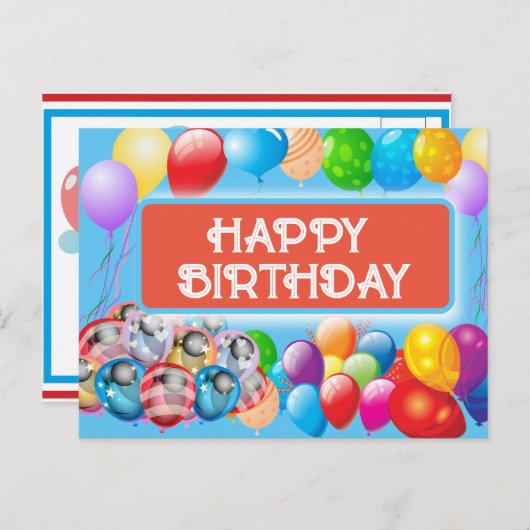 子供用の誕生日グリーティングカード ポストカード (正面/裏面)