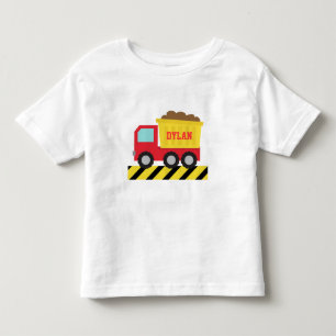 子供用の赤と黄色のダンプトラック トドラーTシャツ