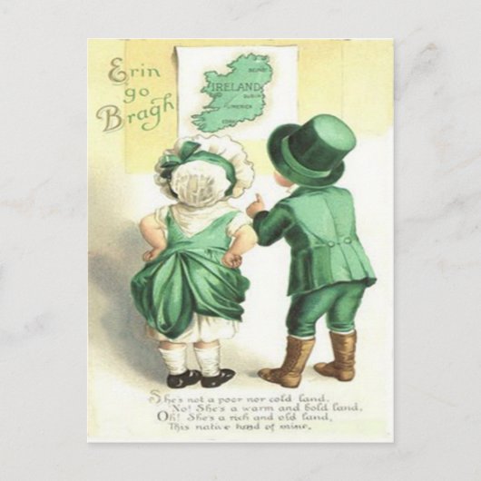 子供用アイルランド地図 Erin Go Bragh ポストカード (正面)