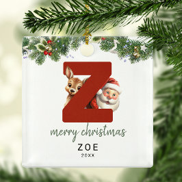 子供用イニシャルZモノグラム クリスマスツリー メタルオーナメント