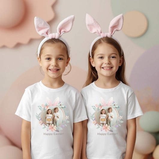 子供用イースター フォトTシャツ エレガント パステル Tシャツ