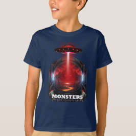 子供用エイリアンモンスターUFO宇宙グラフィックTシャツ Tシャツ