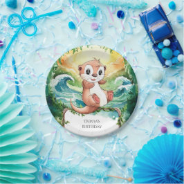 子供用オッターカラフル誕生日 ペーパープレート