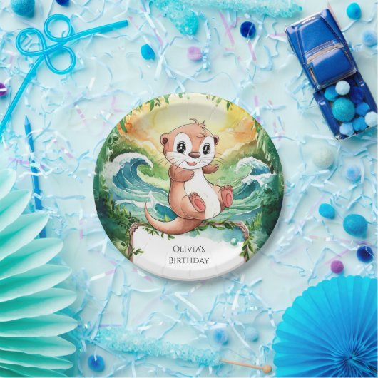 子供用オッターカラフル誕生日 ペーパープレート (パーティー)