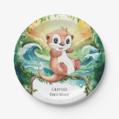 子供用オッターカラフル誕生日 ペーパープレート (正面)