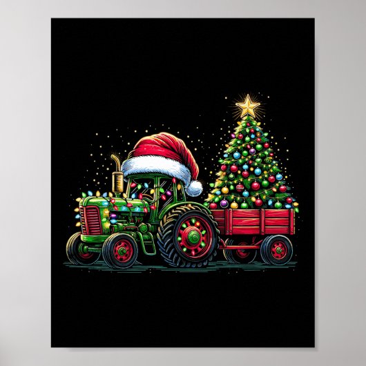 子供用クリスマストラクターサンタXmas農場トラック ポスター (正面)