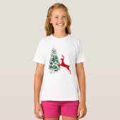 子供用クリスマスフォトTシャツ | 面白いトナカイの服 Tシャツ (正面フル)