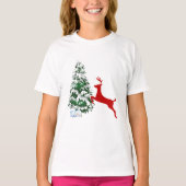 子供用クリスマスフォトTシャツ | 面白いトナカイの服 Tシャツ (正面)