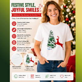 子供用クリスマスフォトTシャツ | 面白いトナカイの服 Tシャツ