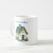 子供用クリスマスマグ - 個人名入りホリデーホーム コーヒーマグカップ (正面左)
