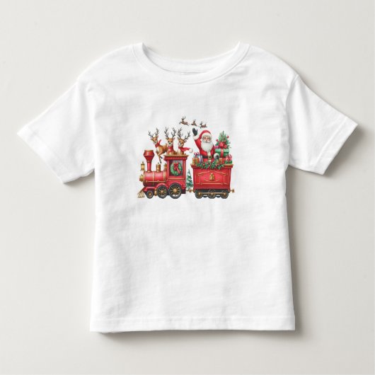 子供用クリスマス列車Tシャツ トドラーTシャツ (正面)