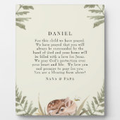 子供用クリームウッドランド動物祈りの言葉 フォトプラーク (正面)