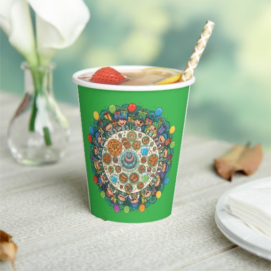 子供用グリーン海賊衣装パーティー 紙コップ (インサイチュ)