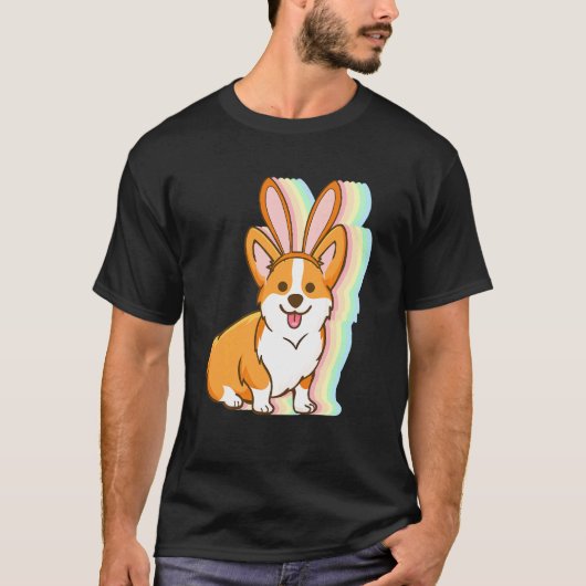 子供用コーギー ウサギの耳 イースター かわいい犬 子犬 BO Tシャツ (正面)