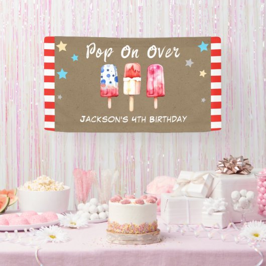 子供用サマー ポップシクル 誕生日 クラフト紙 横断幕 (パーティー)