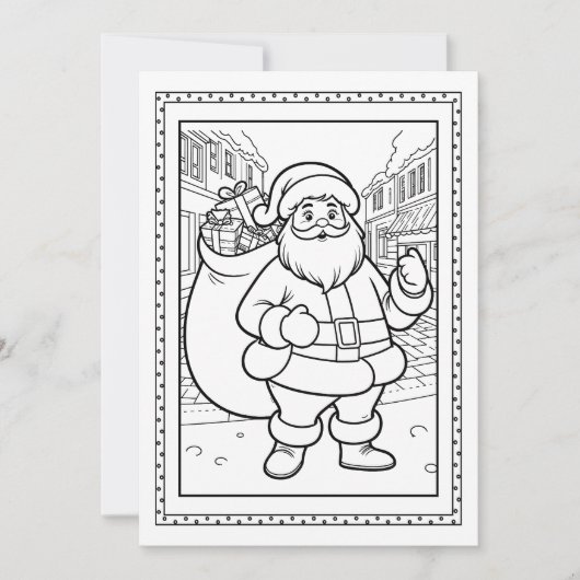 子供用サンタのぬりえ クリスマス フラットノートカード (正面)